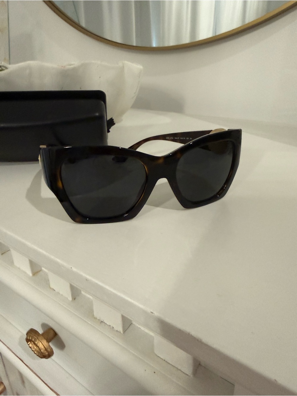 Versace Tortoiseshell Cat-Eye Sunglasses with Dark Lenses